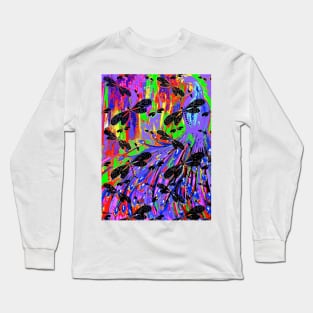 Peacock and Dragonflies Long Sleeve T-Shirt